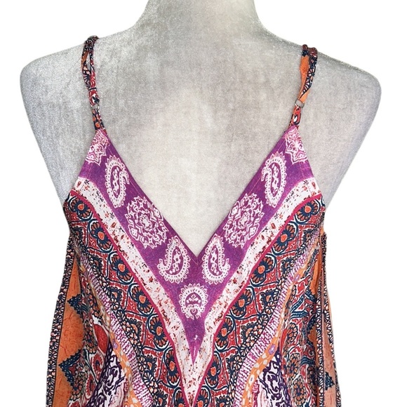 Tolani Anthropologie Paisley Handkerchief Hem Asymmetrical Midi Slip Dress - M - Picture 8 of 13